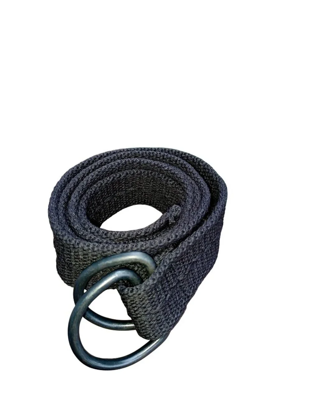 Belt Black Casual Cloth D-Ring Buckle Woven Web Soft Flexible Unisex Men Women